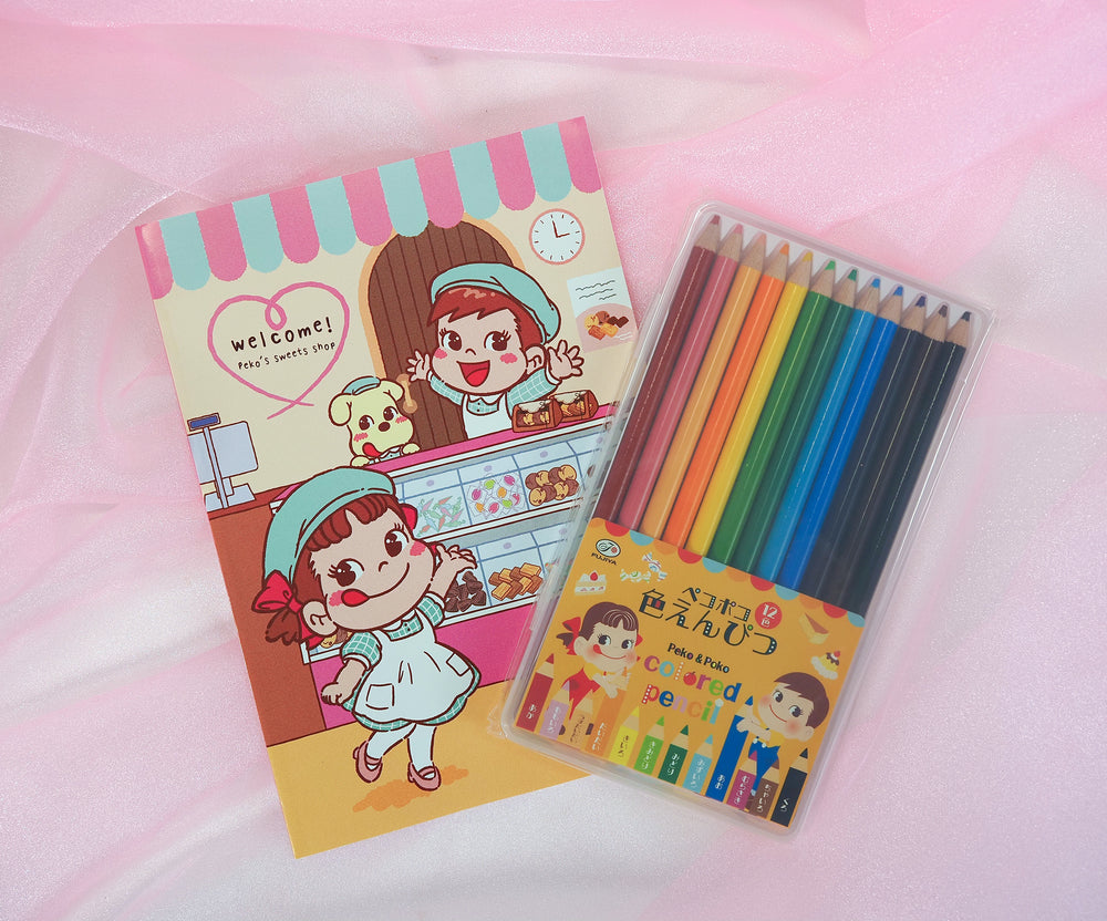 Peko & Poko 12-Color Colored Pencils and Peko & Poko Notebook